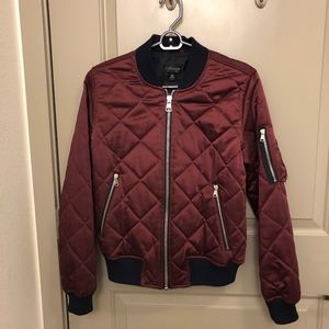 Maroon and Navy Topshop Bomber